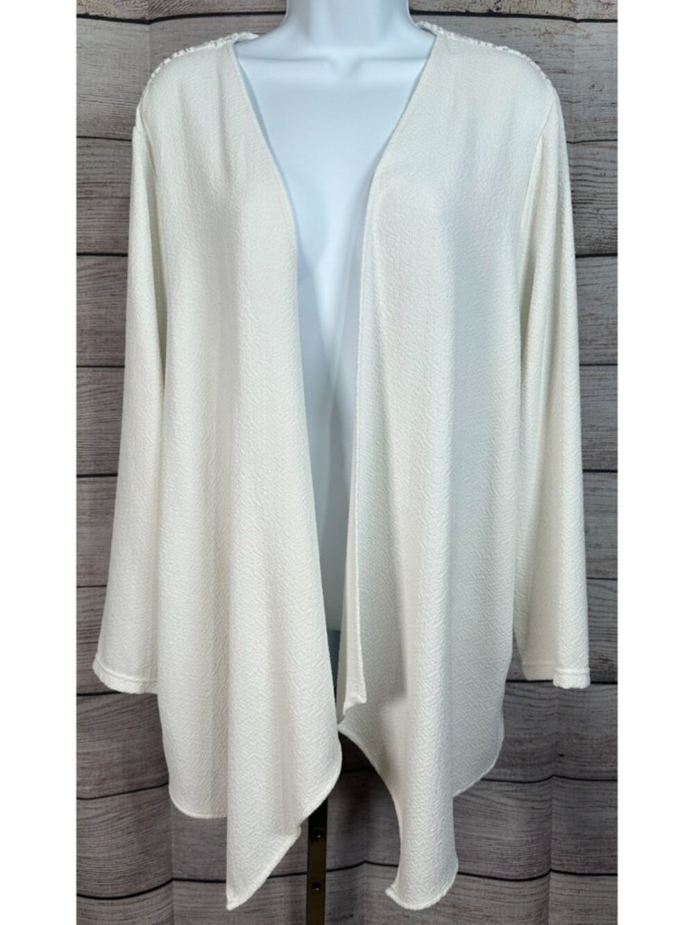 Catherines 1X White Lace Back Kimono Cardigan Open Front Top